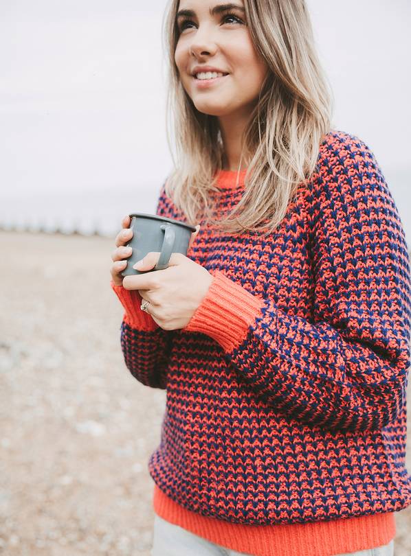 ANORAK Weave Jumper Coral/Blue XS